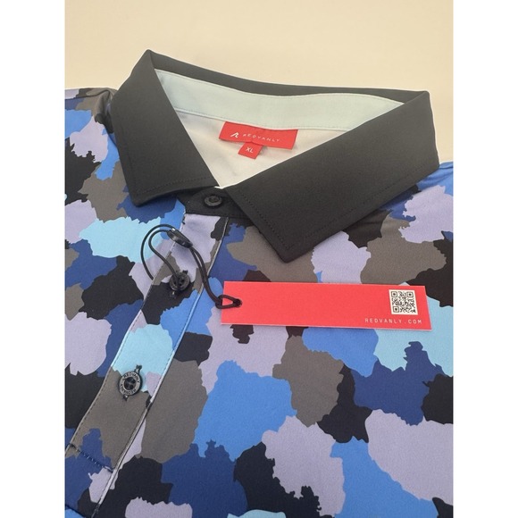 NWT Redvanly Dawson Camo Print Performance Golf Polo‎ Shirt Tuxedo Blue XL $110 - Picture 1 of 9